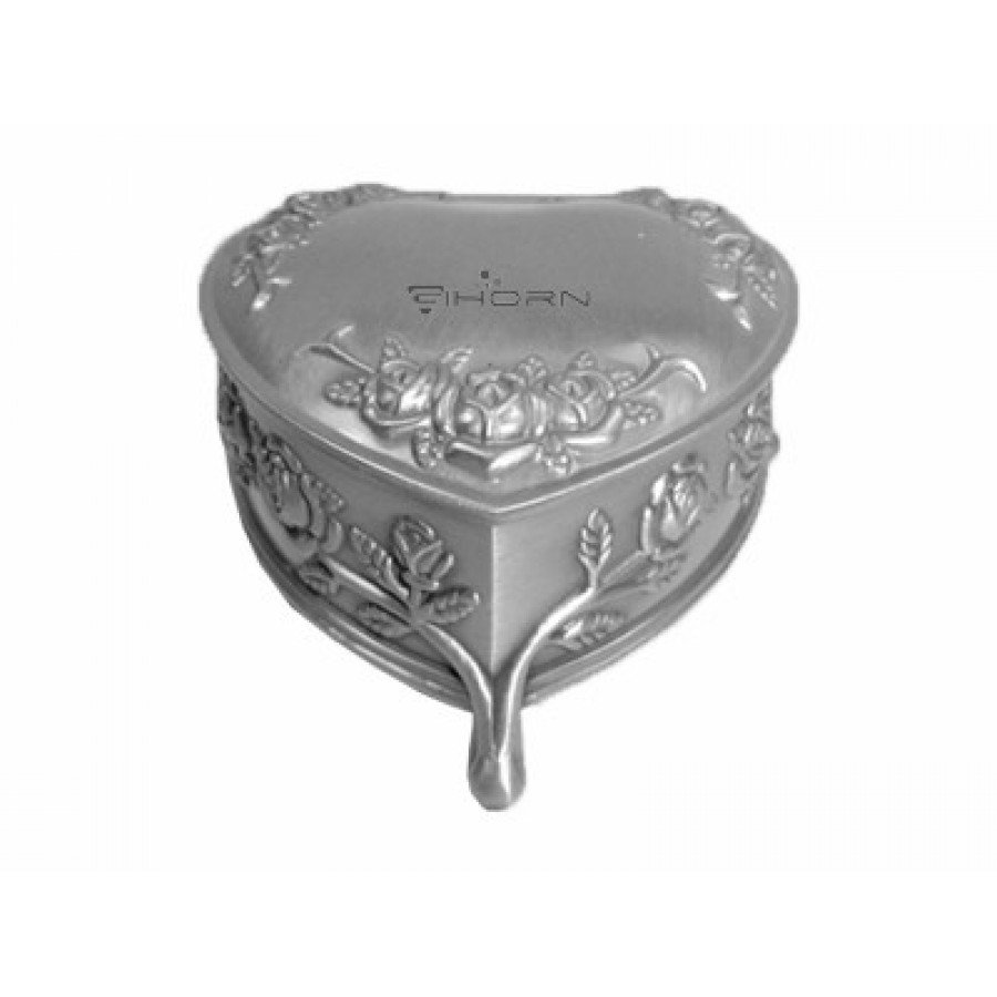 Elegant Heart Shape Polished Metal Jewelry Box #25...