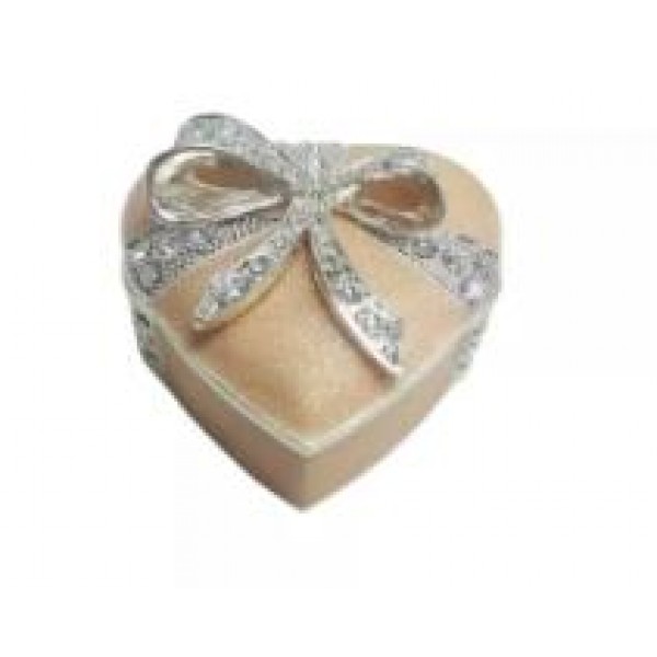 Small heart-shaped jewelry box with diamonds in silver plated #250707