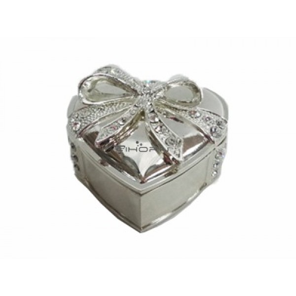 Small heart-shaped jewelry box with diamonds in si...