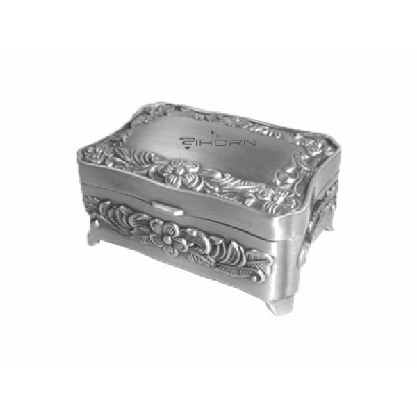 Square metal plum blossom necklace box in pewter p...