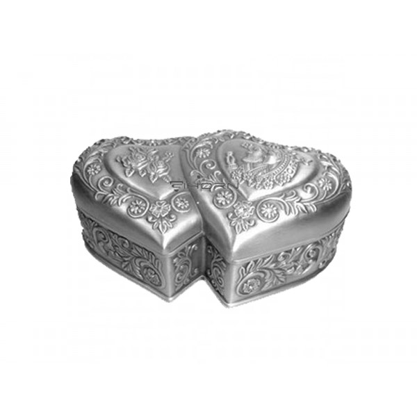 Double heart metel jewelry music box with coins #2...