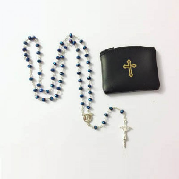 Blue Glass Rosary 350201