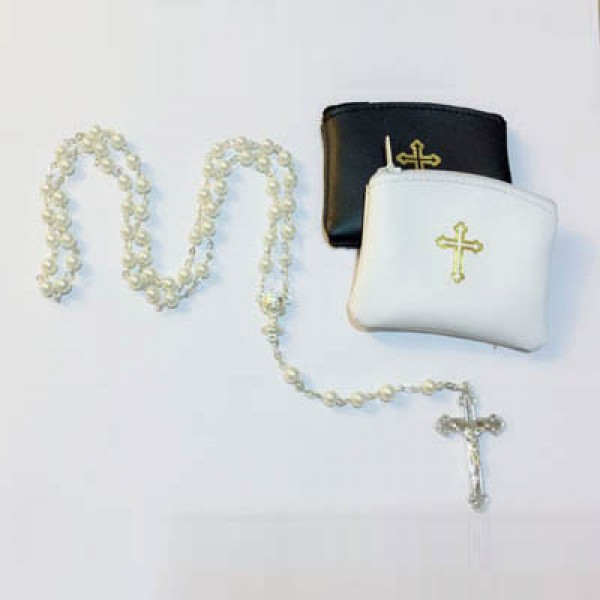 Christmas Rosary White Plastic Faux Pearl Rosary 3...